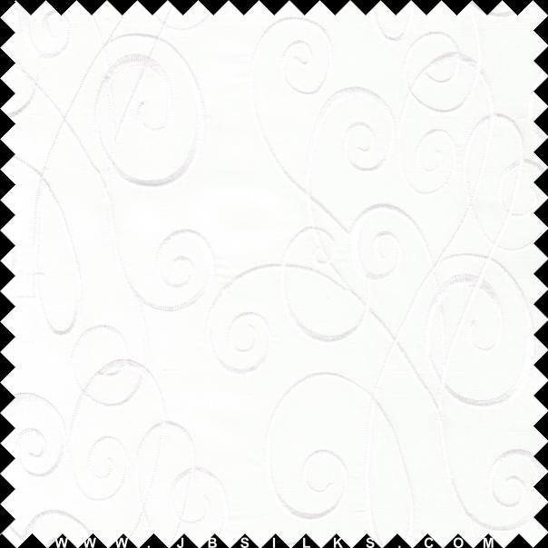 Embroidered Silk Yarn Dyed Shantung Doupioni Fabric JB167 color 100 White by JB Silks