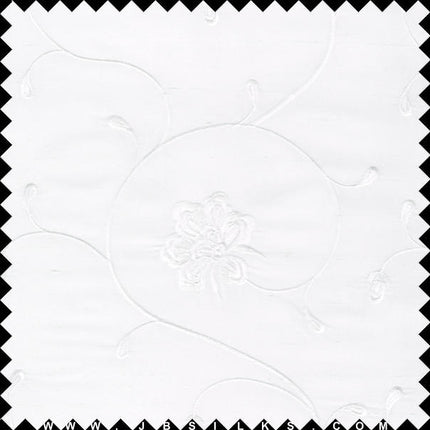 Embroidered Silk Yarn Dyed Shantung Doupioni Fabric JB168 color 100 White by JB Silks