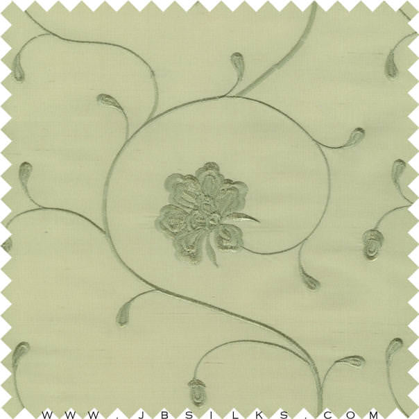 Embroidered Silk Yarn Dyed Shantung Doupioni Fabric JB168 color 585 Pale Green Tea by JB Silks