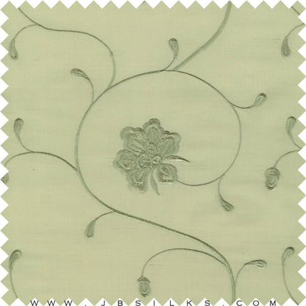 Embroidered Silk Yarn Dyed Shantung Doupioni Fabric JB168 color 585 Pale Green Tea by JB Silks