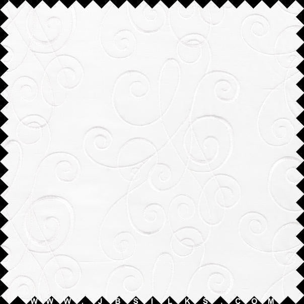 Embroidered Silk Yarn Dyed Shantung Doupioni Fabric JB209 color 100 White wide width by JB Silks