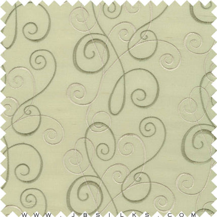 Embroidered Silk Yarn Dyed Shantung Doupioni Fabric JB214 color 330 Lemongrass wide width by JB Silks