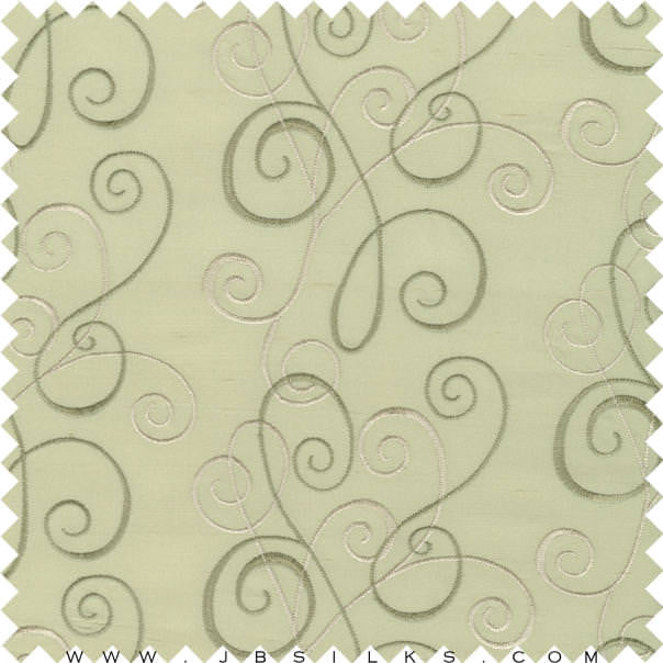 Embroidered Silk Yarn Dyed Shantung Doupioni Fabric JB214 color 330 Lemongrass wide width by JB Silks