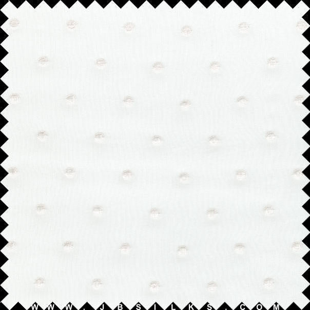 Embroidered Swiss Dots on Silk Chiffon Georgette Fabric JB274 color 101 Light Ivory wide width by JB Silks