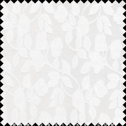 Silk Brocade Fabric 3303 color 100 White by JB Silks