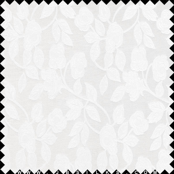 Silk Brocade Fabric 3303 color 100 White by JB Silks