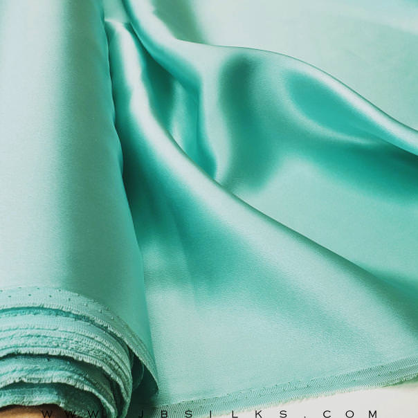 Silk Charmeuse Satin Fabric 19 momme color 669 Tiffany wide width by JB Silks