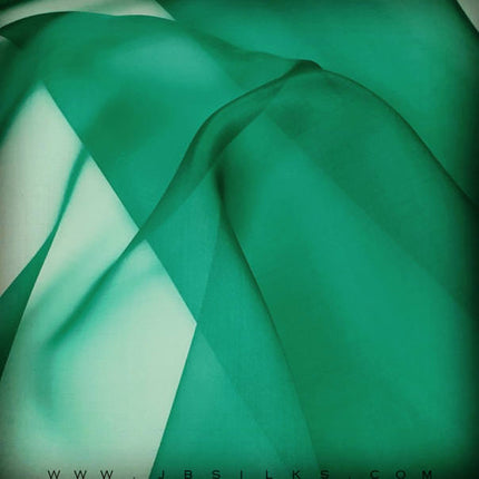 Silk Organza Fabric color 657 Emerald Green wide width by JB Silks