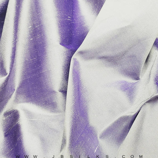 Superior Finish Silk Yarn Dyed Doupioni Fabric 2120 color 635 Silver Periwinkle by JB Silks